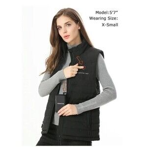 Venustas Heated Vest W/ Battery Pack Lightweight Rechargeable Black Womens Sz S